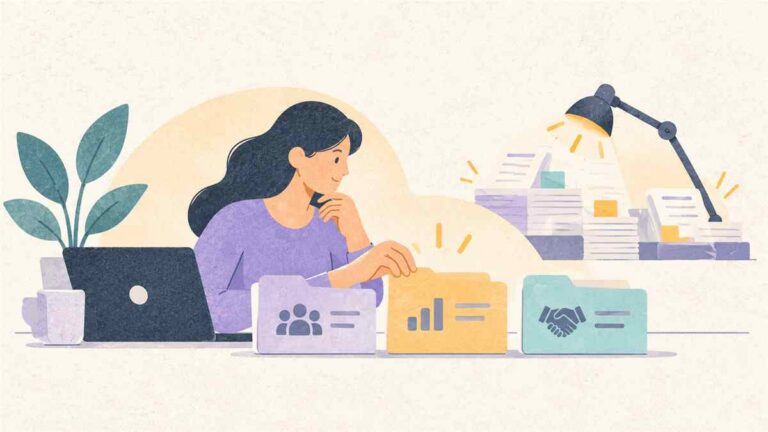 Equipo comercial pequeño priorizando tareas con ayuda de un asistente de IA sin perder el criterio humano