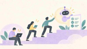 Equipo pequeÃ±o aprendiendo a utilizar una herramienta de inteligencia artificial